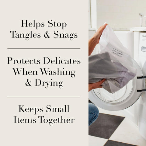The Laundress mesh bag uses fine polyester mesh to shield items.