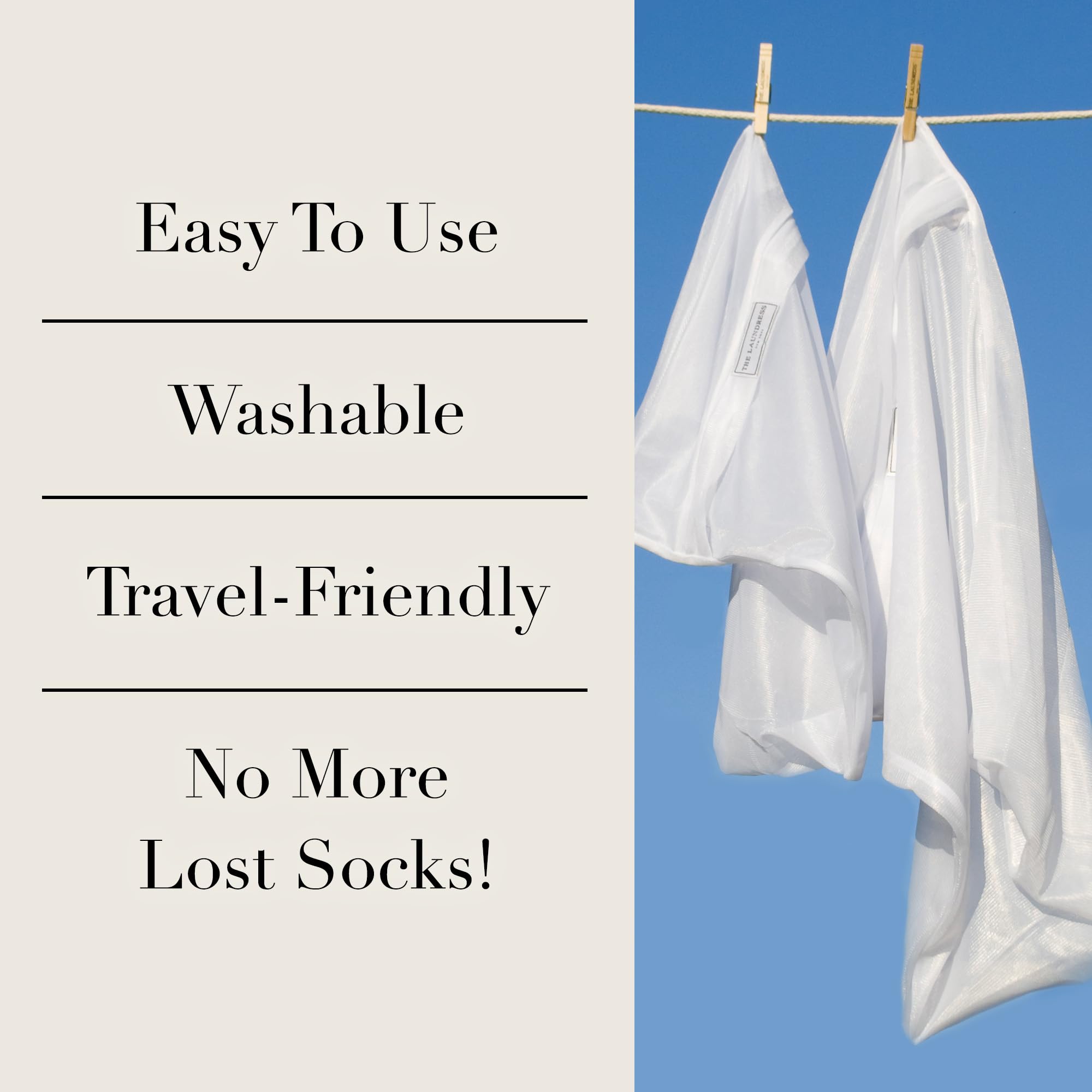 The Laundress mesh bag protects wool and embellished pieces in wash.