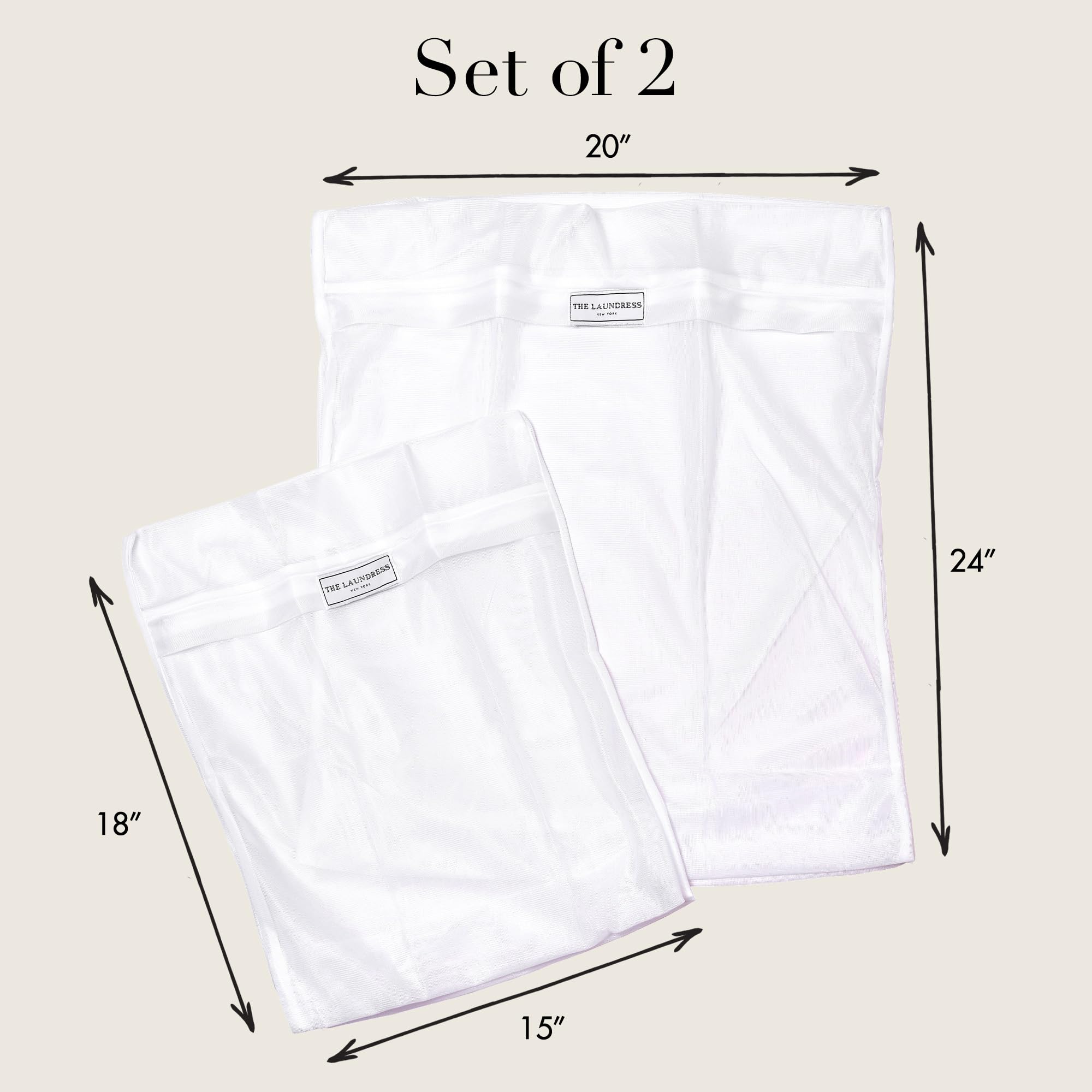The Laundress mesh bag with zipper closure prevents snagging in loads.
