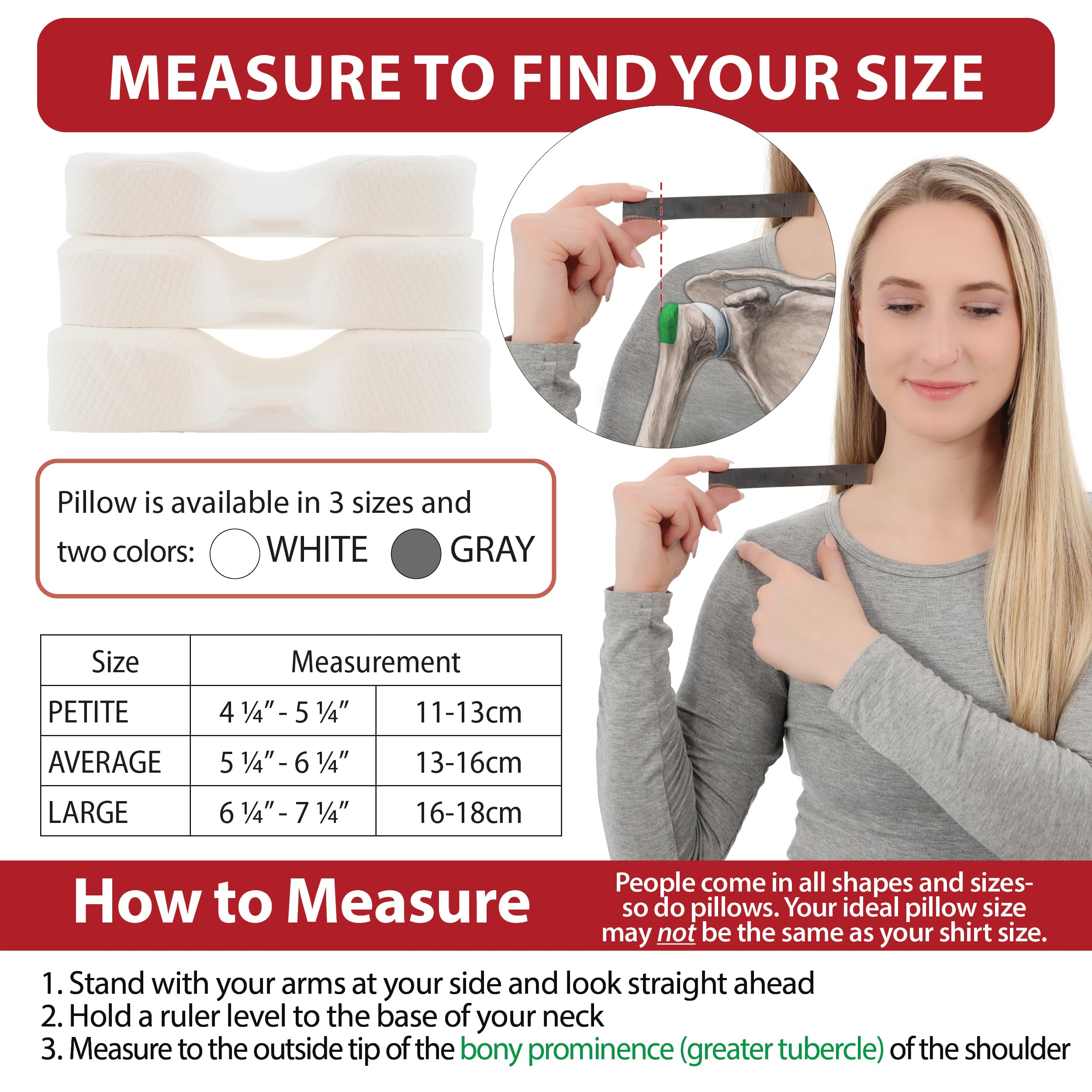 Average size offers balanced neck support for most sleepers
