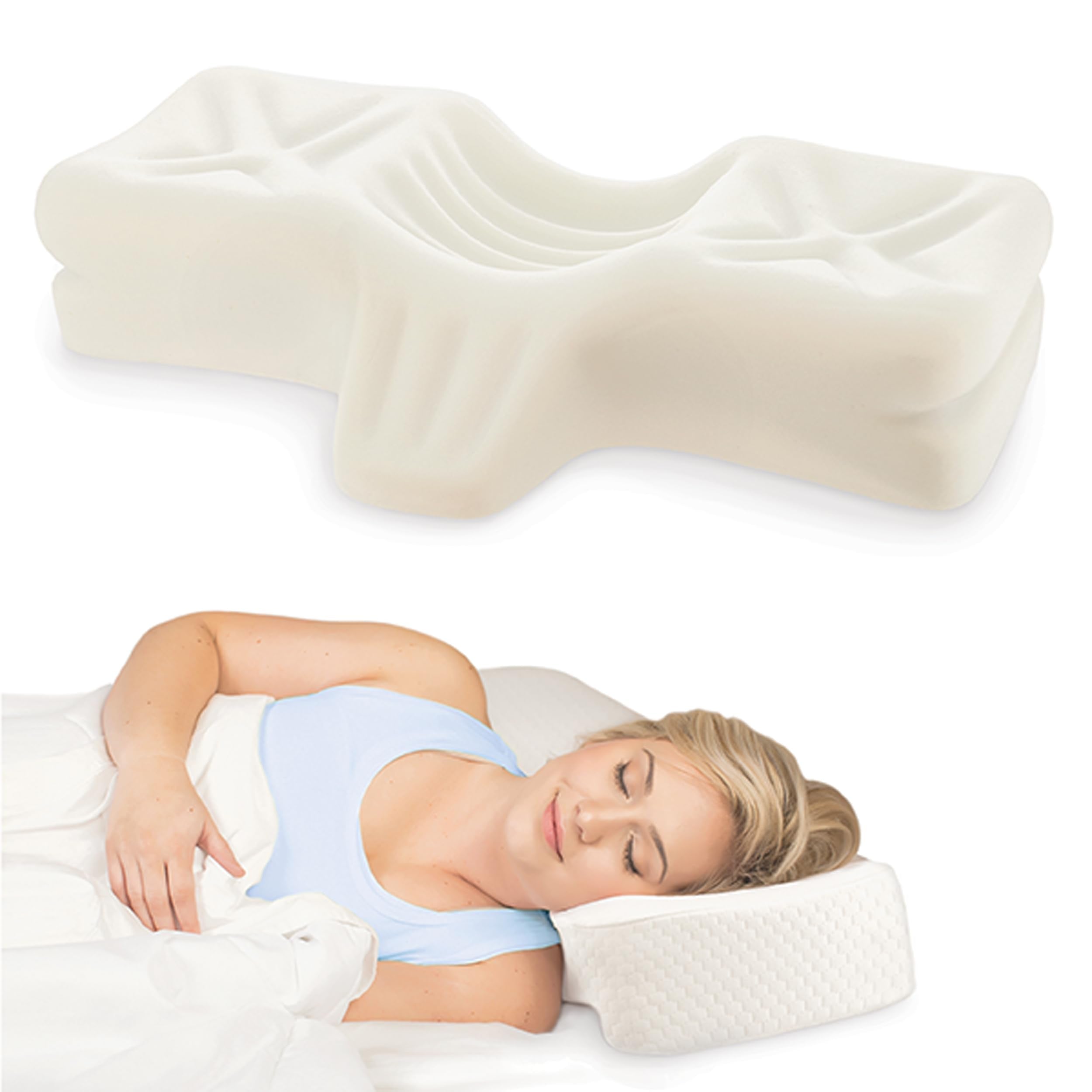 Therapeutica cervical pillow front view showing neck support for restful sleep