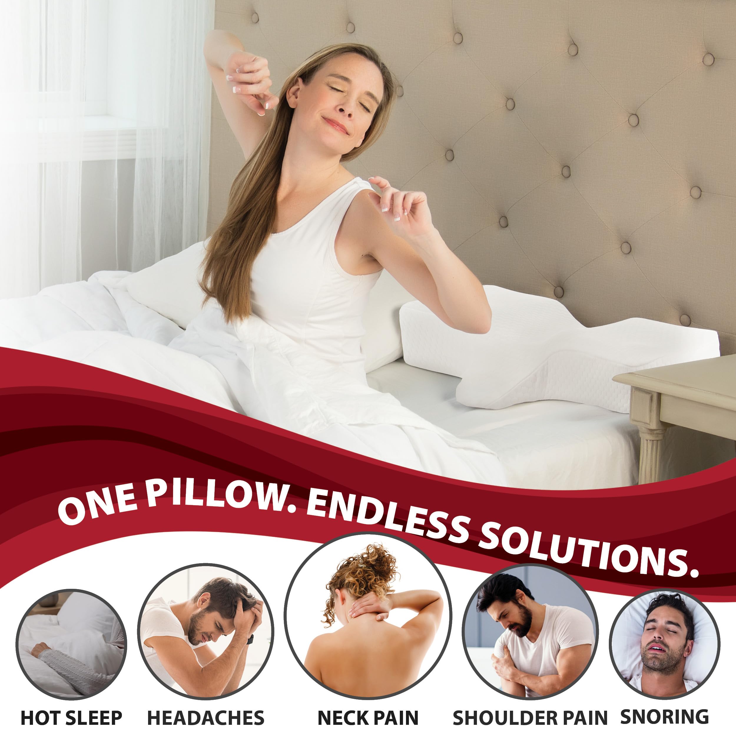 Therapeutica pillow side sleeping position illustrating spinal alignment