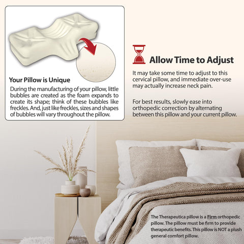 Canada-made label on Therapeutica pillow emphasizing quality