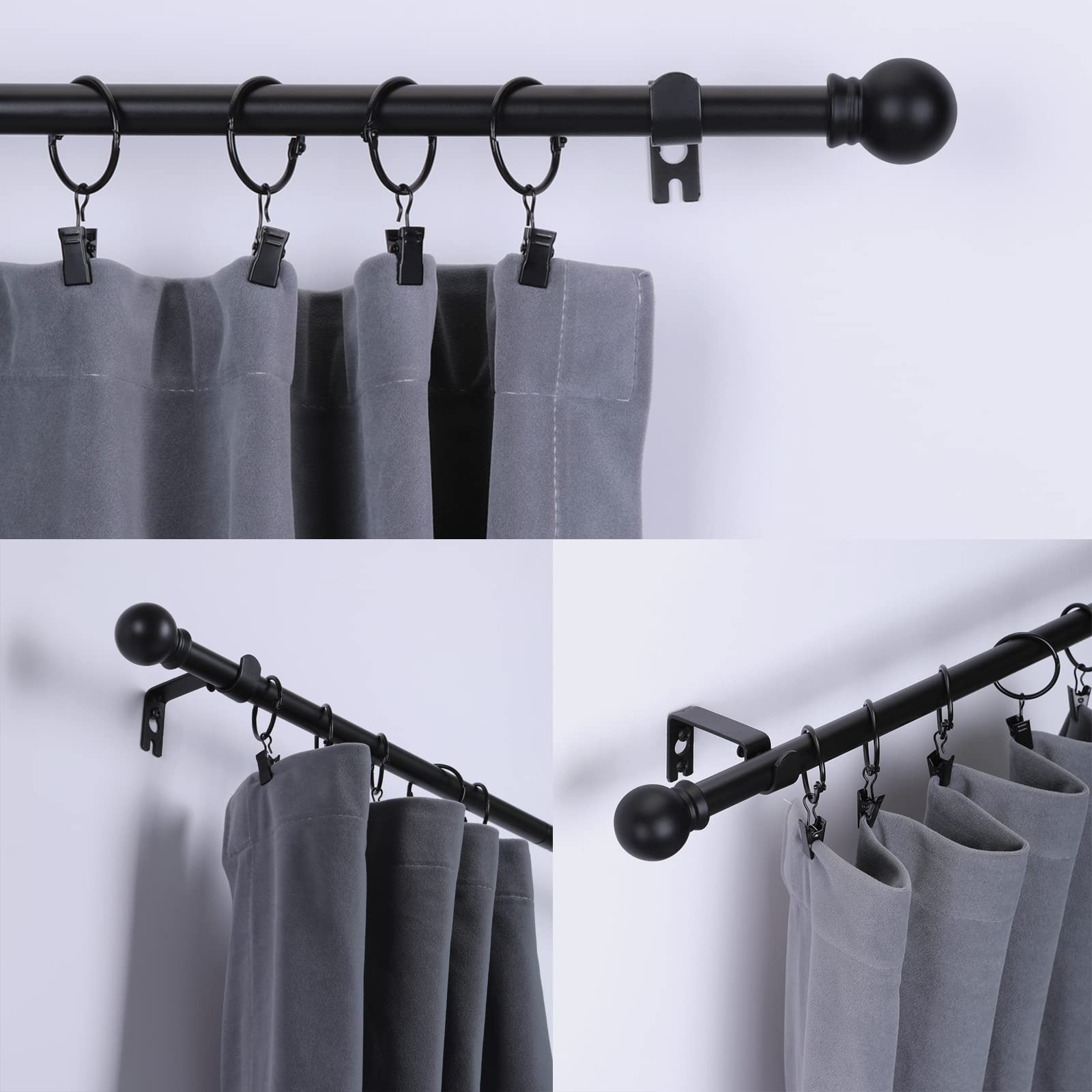 Thestoa curtain rod set shows adjustable length with seamless splices for any window
