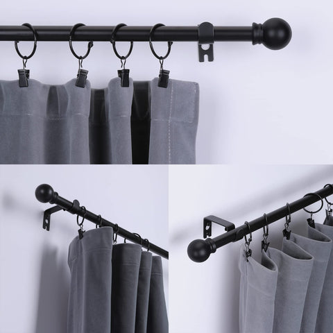 Thestoa curtain rod set shows adjustable length with seamless splices for any window