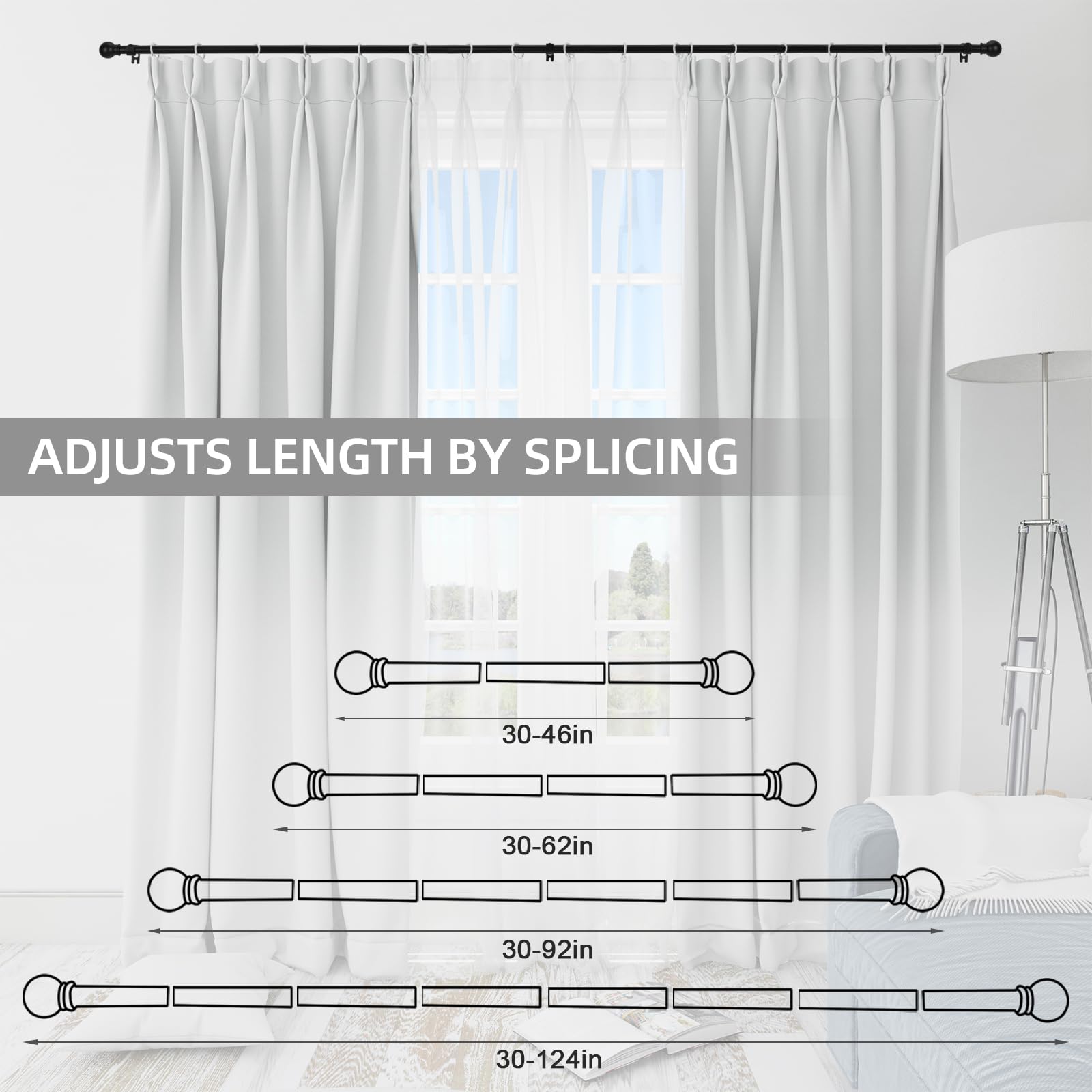 Thestoa decorative end caps enhance the curtain rod style