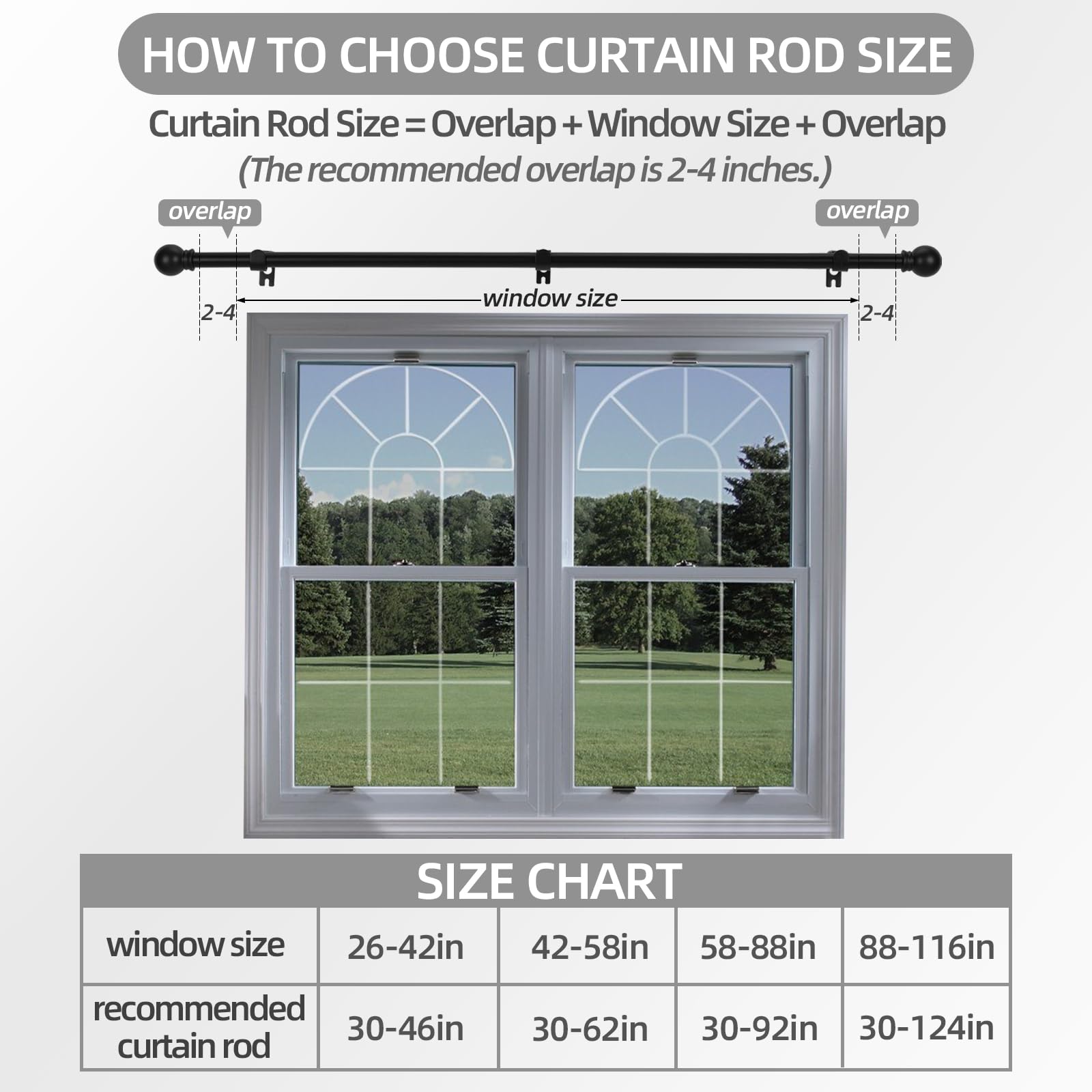 Thestoa 48-92 inch rods fit living rooms and bedrooms
