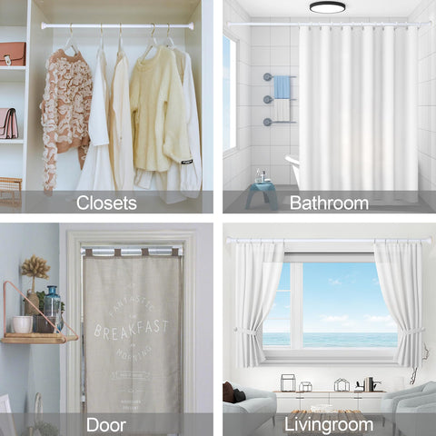 Thestoa no-drill curtain rod installation is tool-free and quick