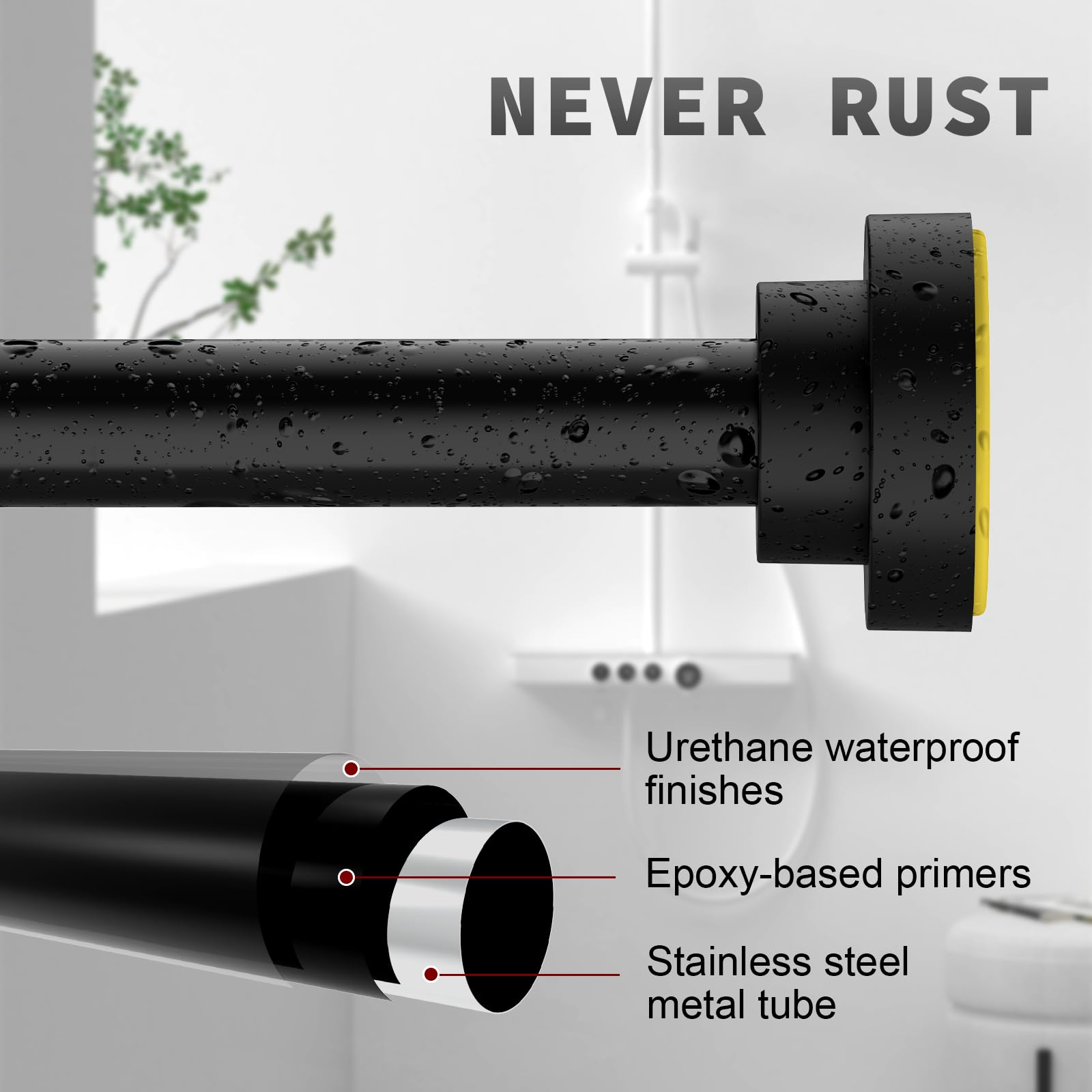 Thestoa 1-inch diameter rod provides strong support for heavier curtains.