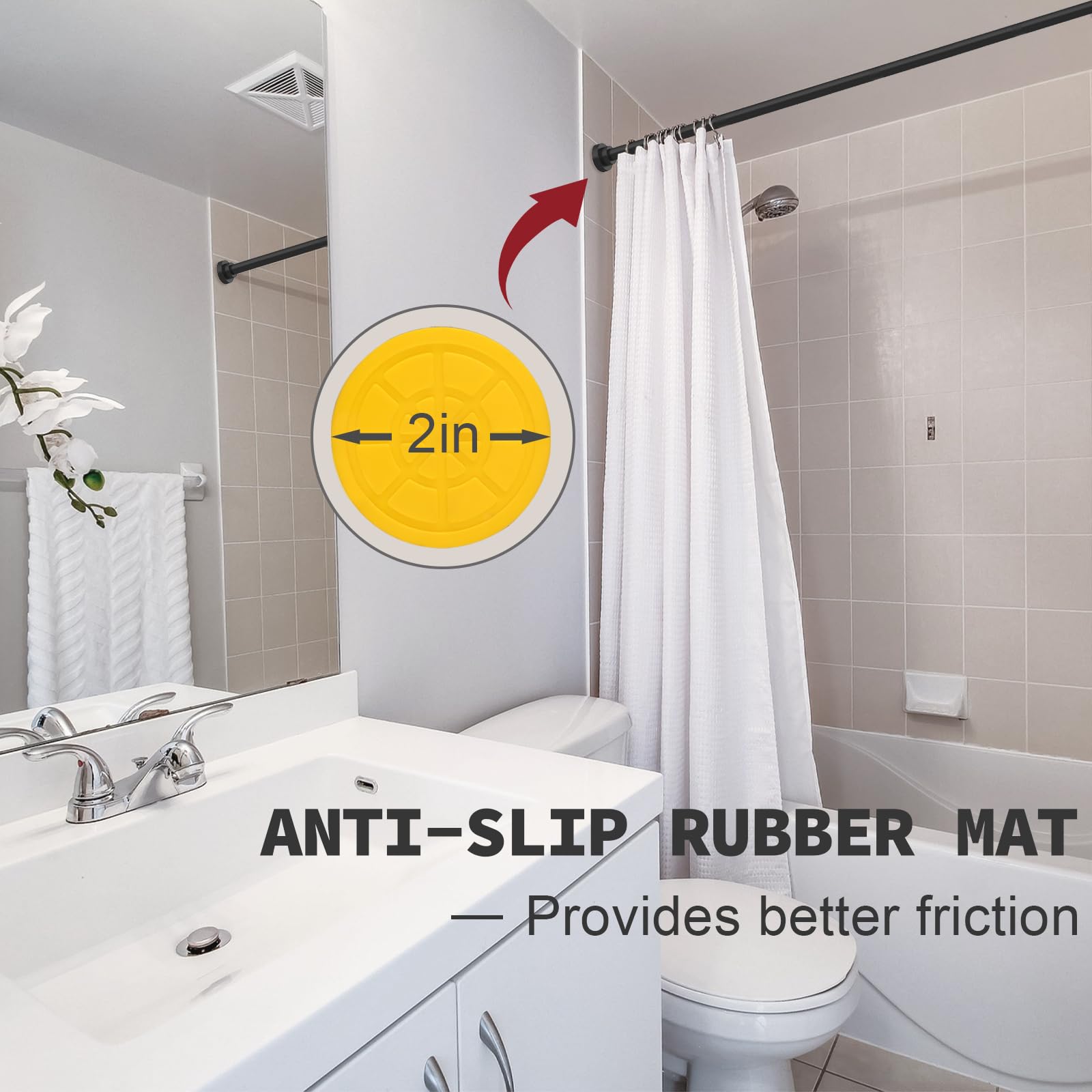 Thestoa shower rod anti-rust coating keeps bathroom shine and longevity.