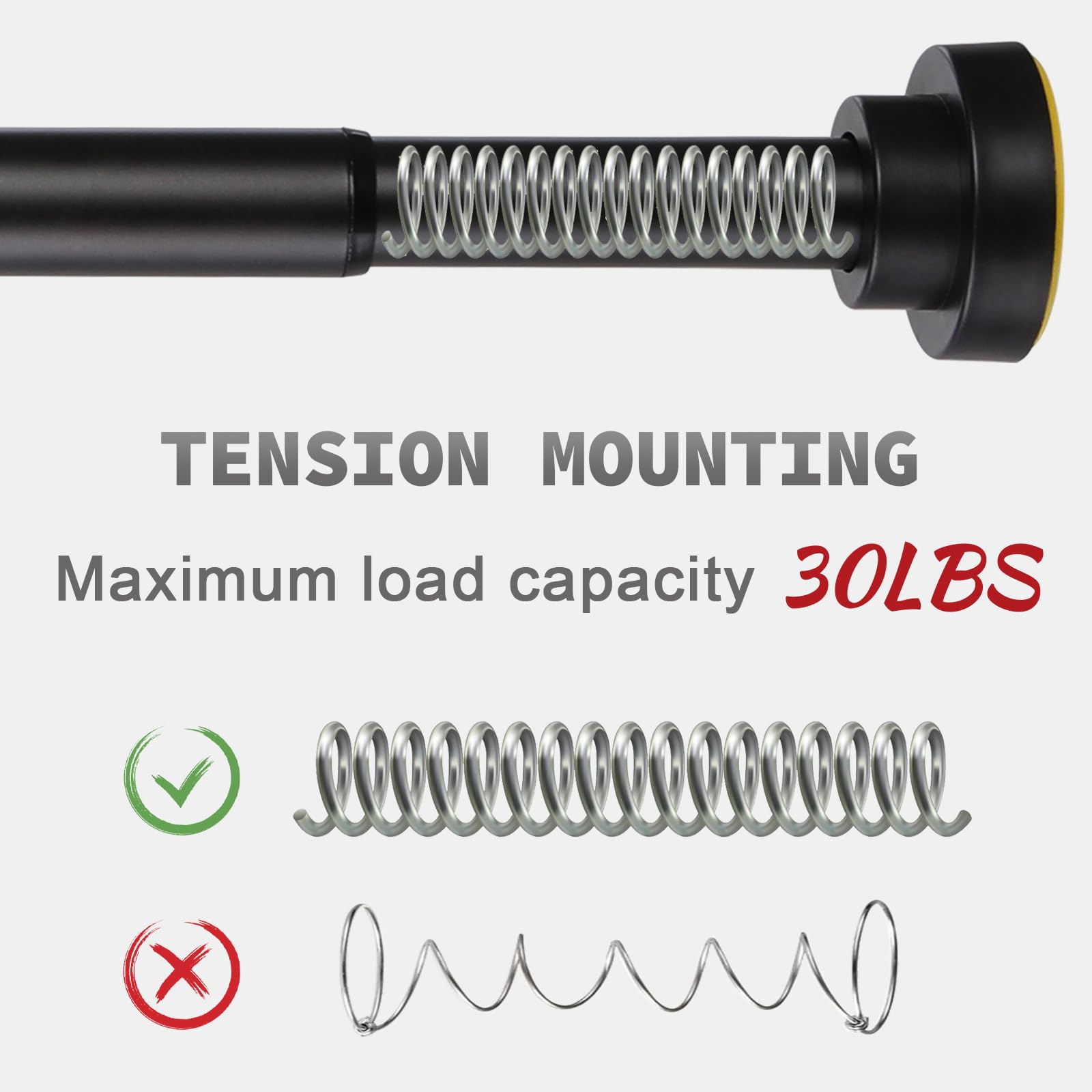 Thestoa shower rod with telescopic ends for a secure, drill-free install.