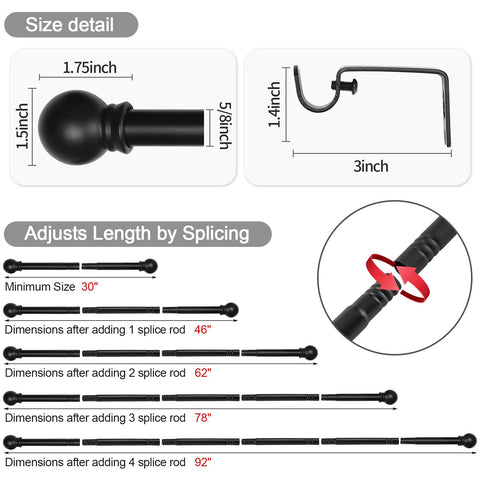 Thestoa spliced-design rods highlight strong joints for durable curtains