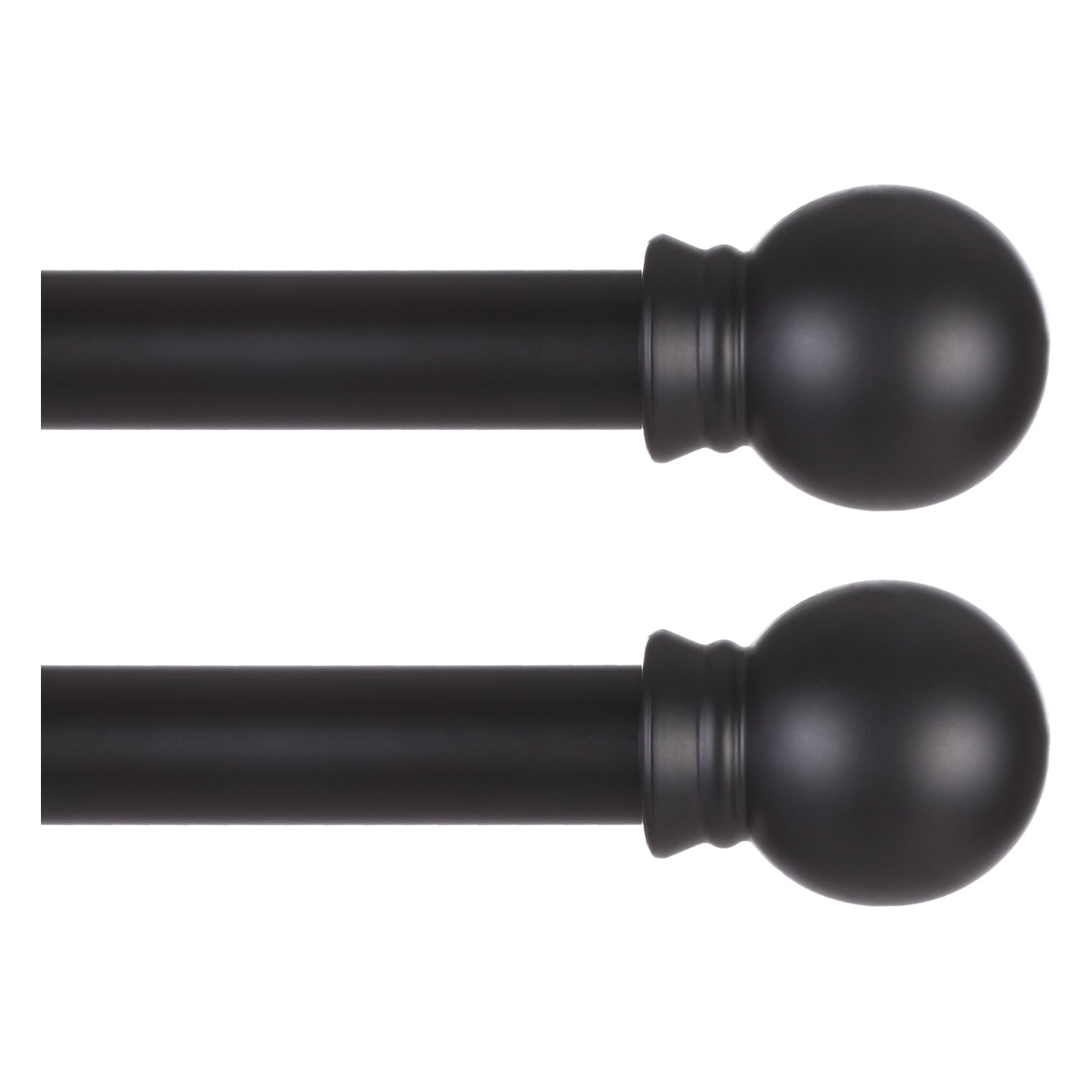 Thestoa two-pack curtain rods with matte black finish for versatile window styling