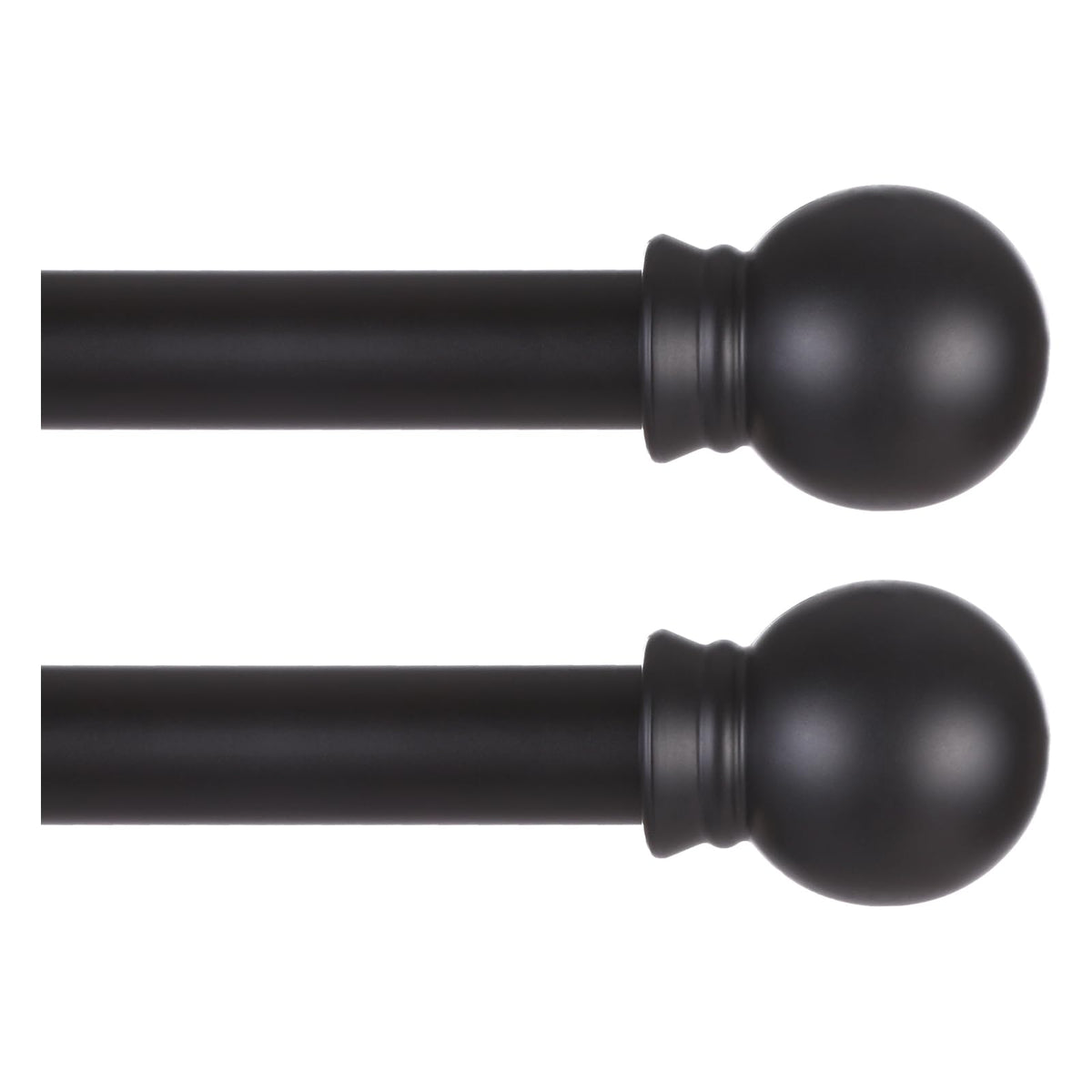 Thestoa two-pack curtain rods with matte black finish for versatile window styling