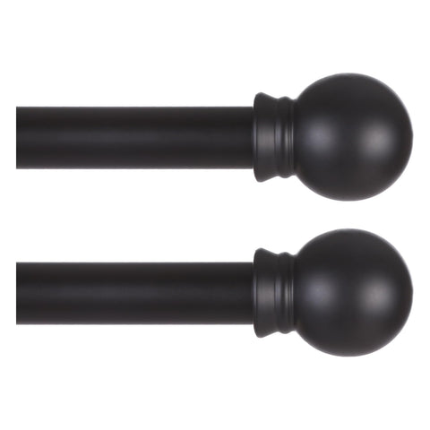 Thestoa two-pack curtain rods with matte black finish for versatile window styling