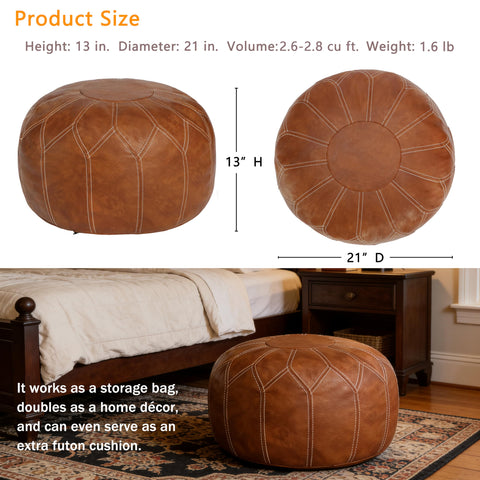 Thgonwid faux leather Moroccan design pouf, stylish accent for boho rooms.