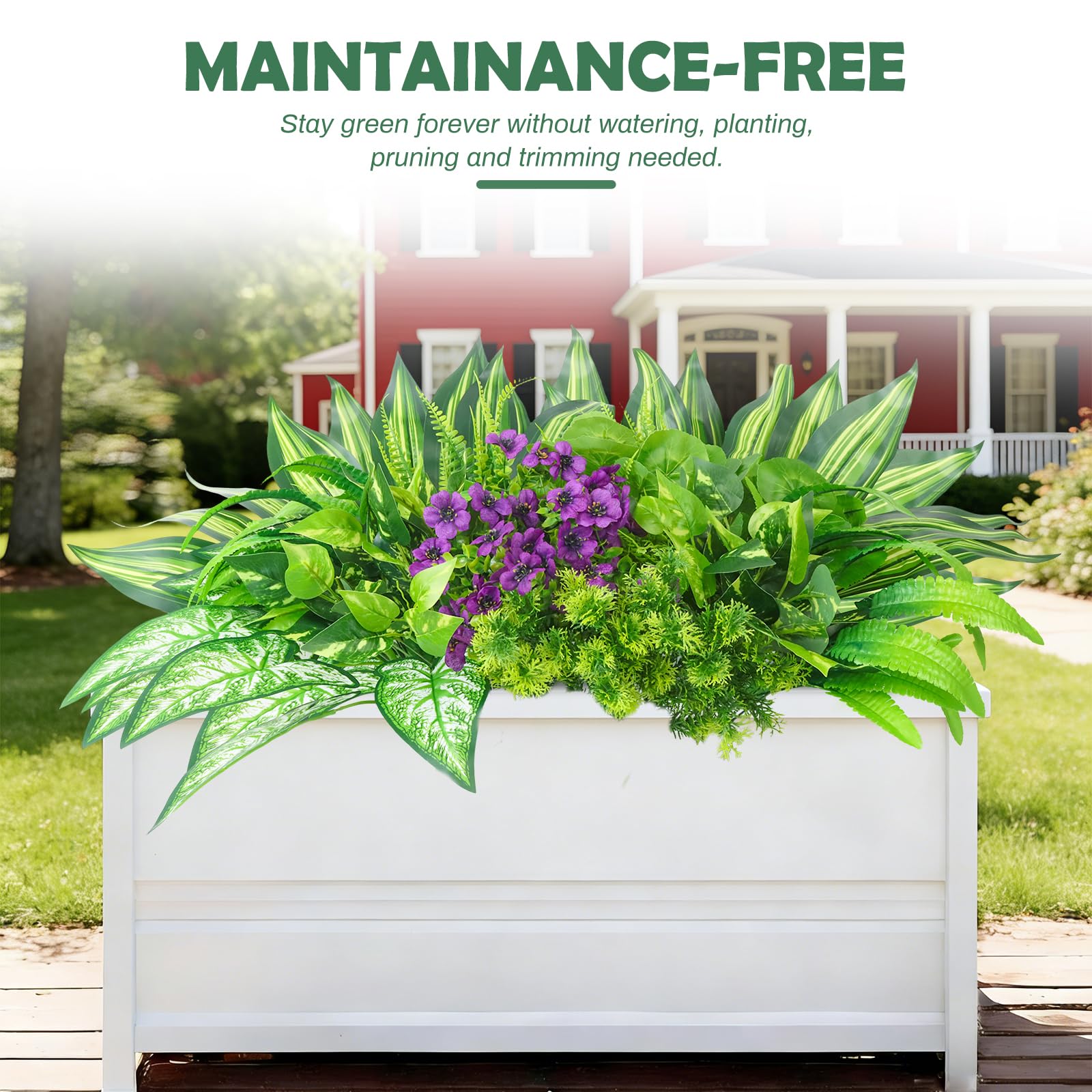 THKFUL artificial plants are UV and waterproof for outdoor décor.