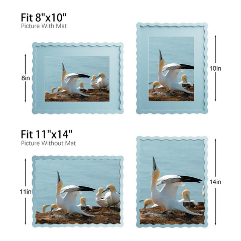 THKRLOF blue frame supports horizontal or vertical wall hanging.