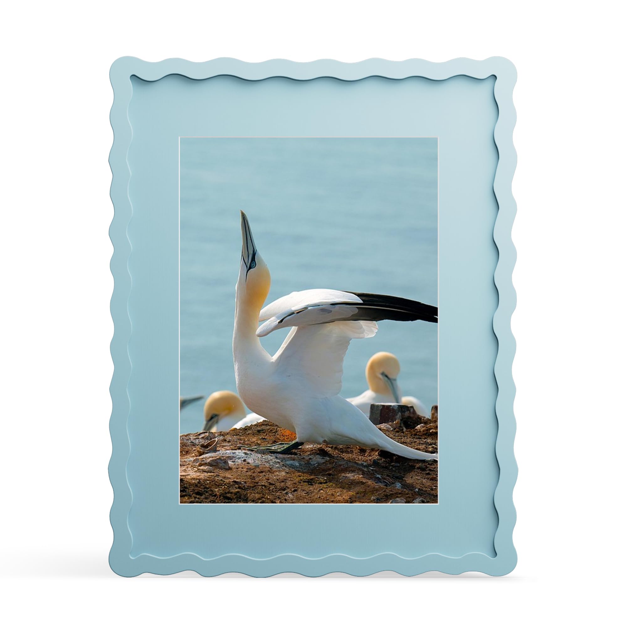 THKRLOF 11x14 blue frame with wavy edge and real glass protects memories.