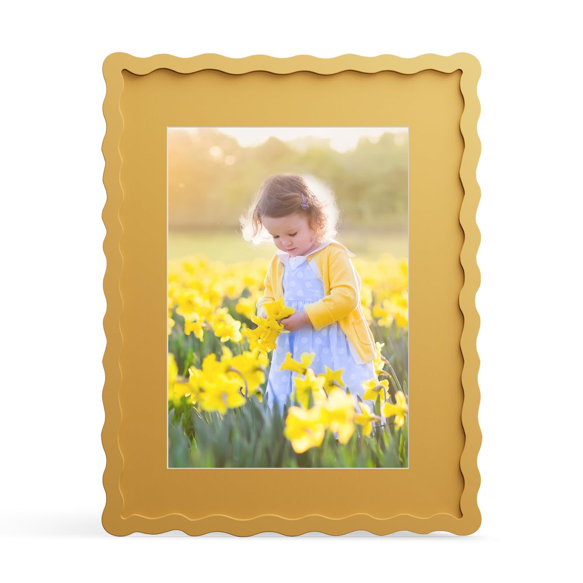 thkrlof 11x14 frame with mat showcases an 8x10 photo in a yellow finish.