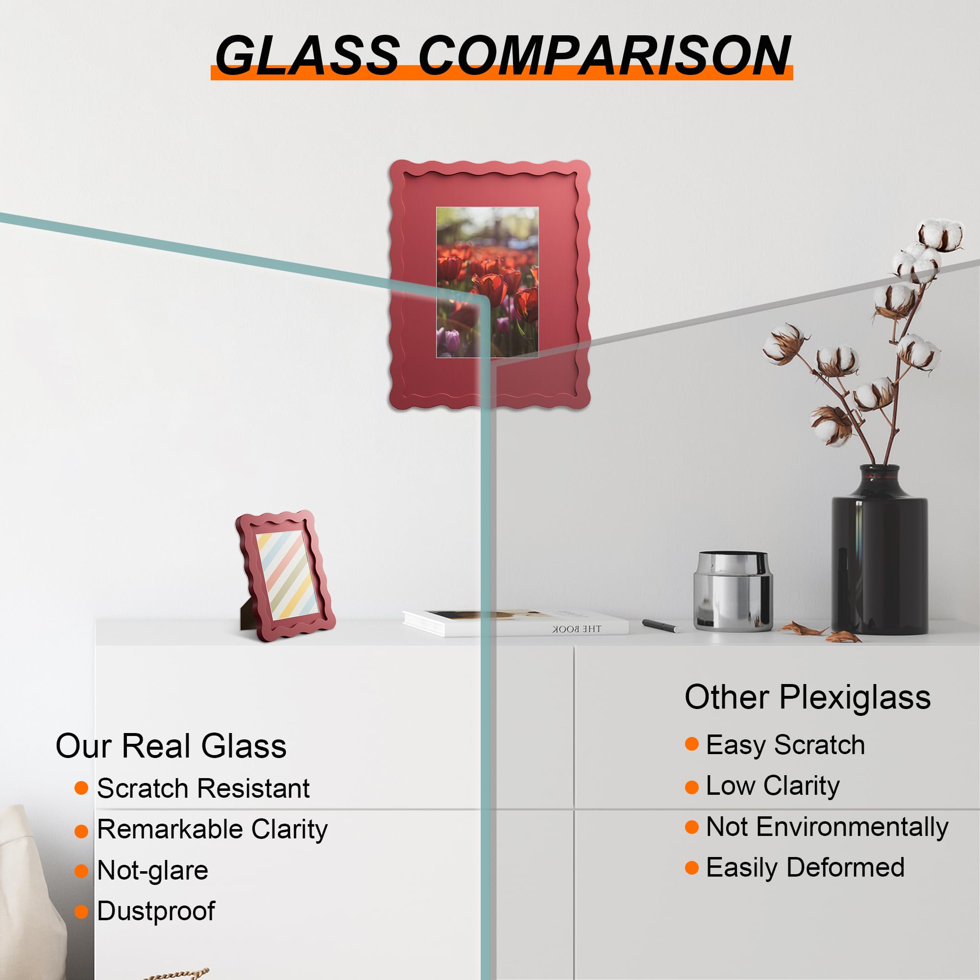 THKRLOF frame with mat for 8x10 display shows easy mat-centered photo presentation.