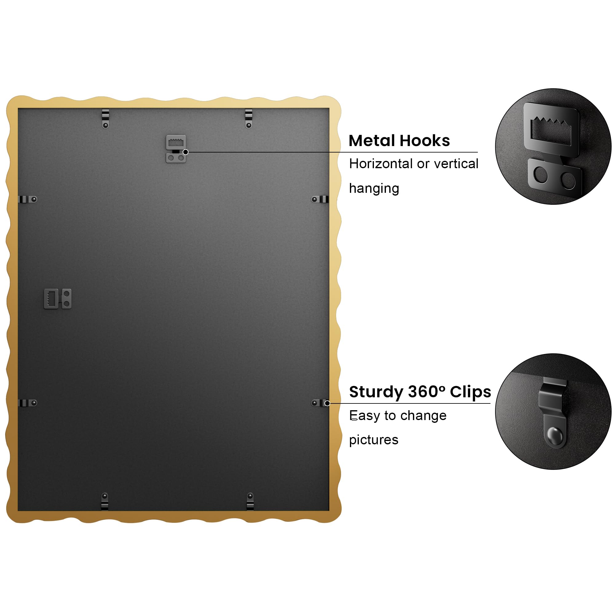 thkrlof rotating back snaps enable quick photo changes.