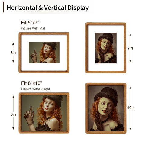 THKRLOF teak frame with 5x7 mat insert for a classic portrait.