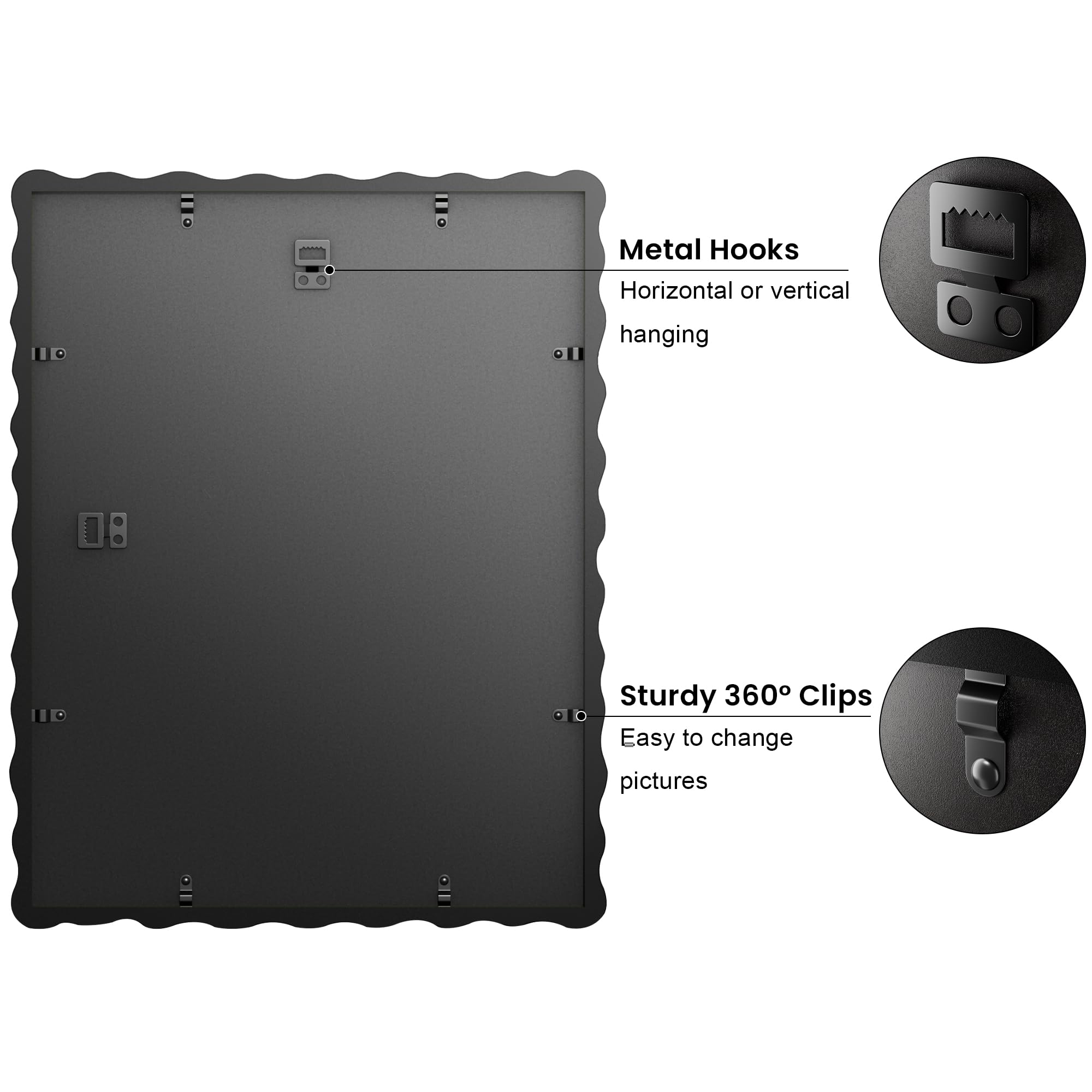 THKRLOF frame supports vertical or horizontal wall mounting