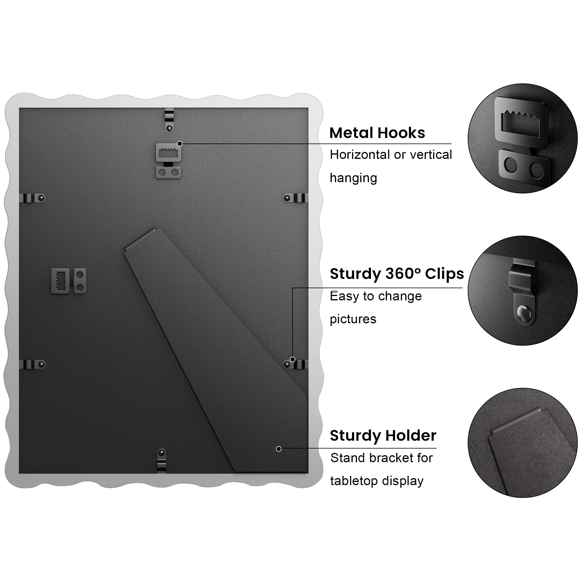THKRLOF versatile display for wall hanging or tabletop placement