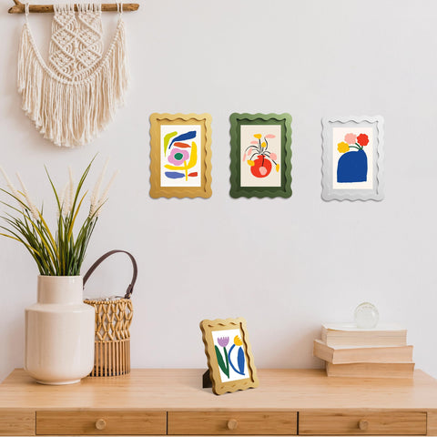 THKRLOF yellow wavy-edge frame adds modern decor appeal