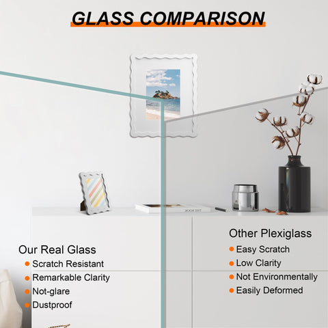 THKRLOF white wooden frame with real glass protects photos clearly