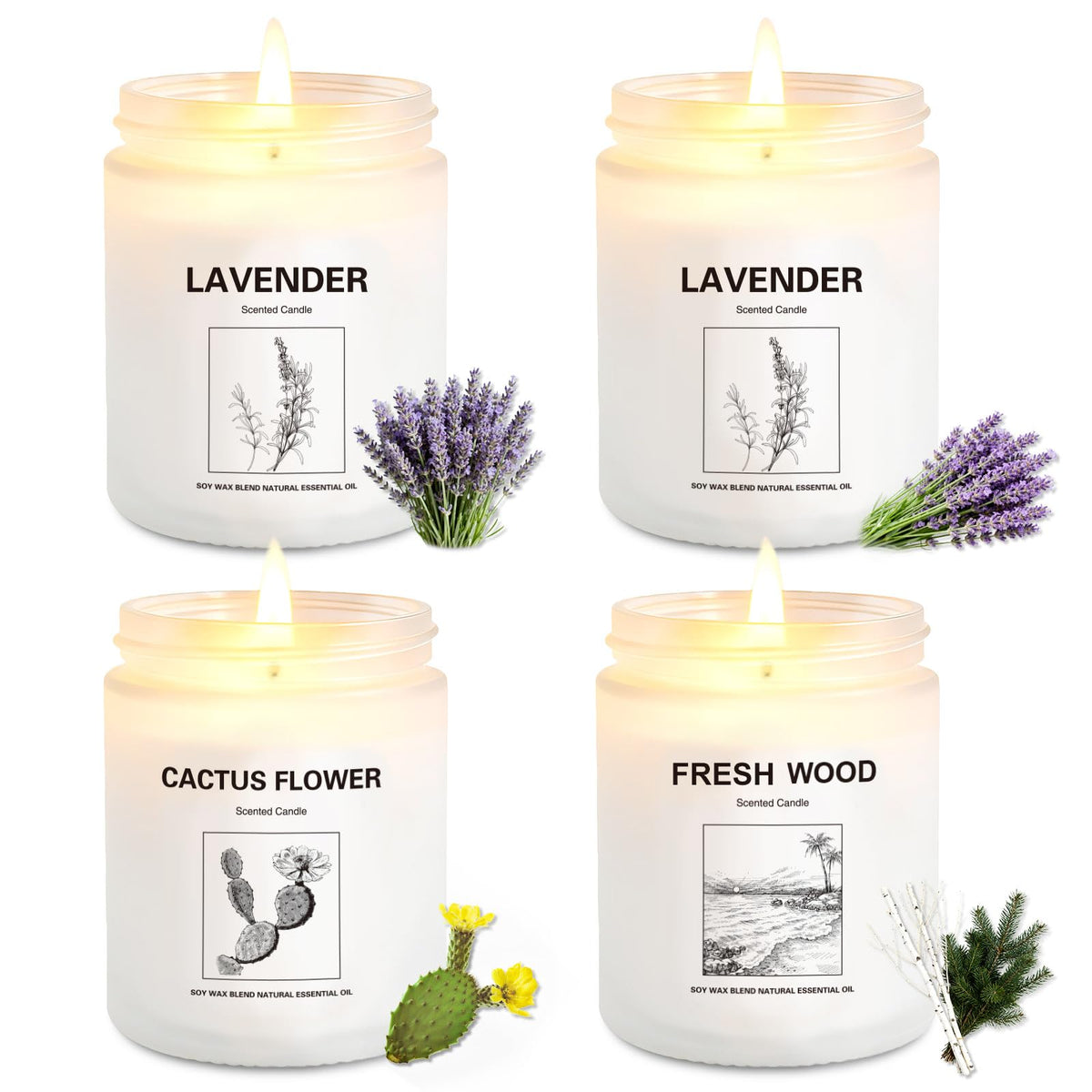 THORNWOLF 4-pack candle set front view for stylish home ambiance