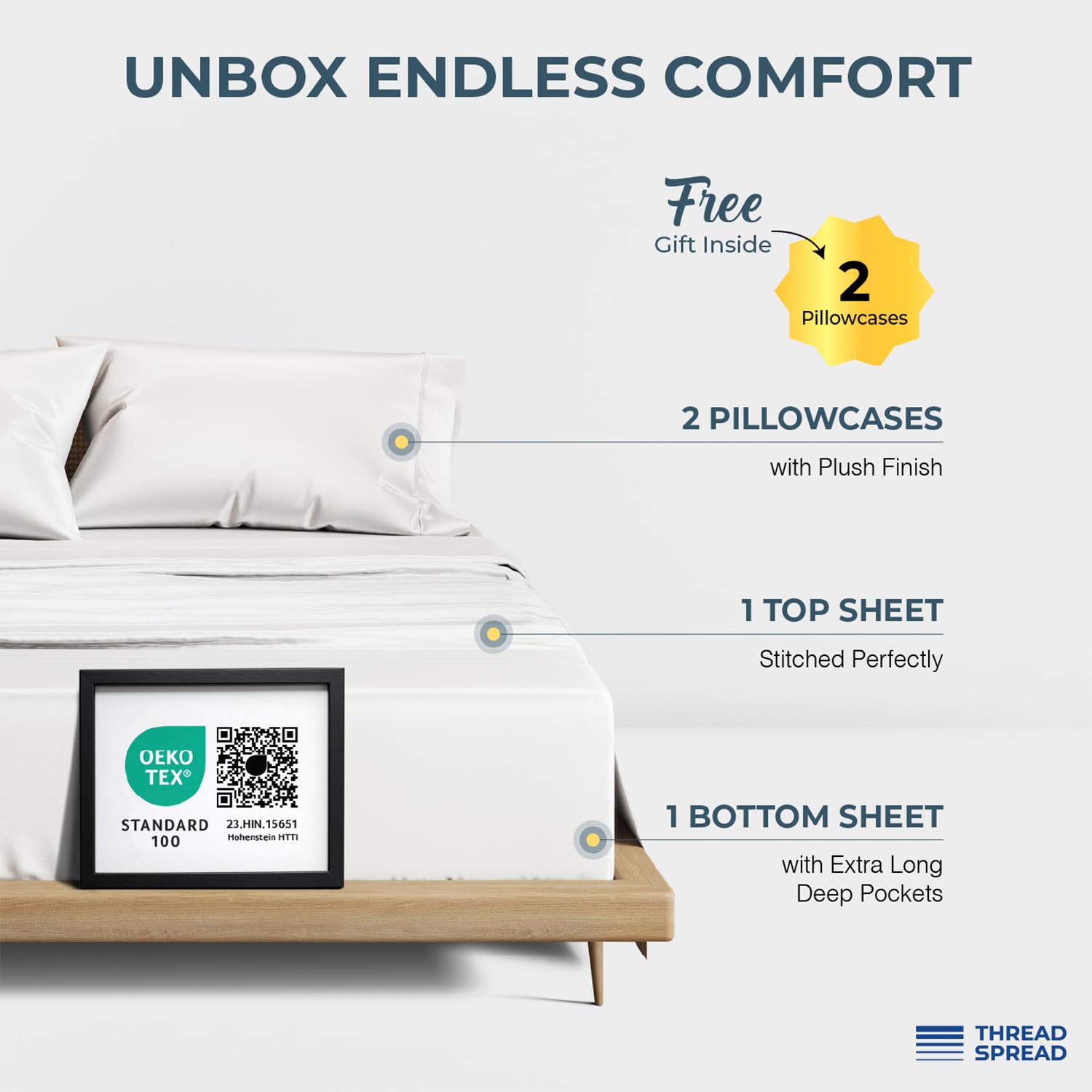 Thread Spread 1500 Series king pillowcases highlighting smooth finish and comfort