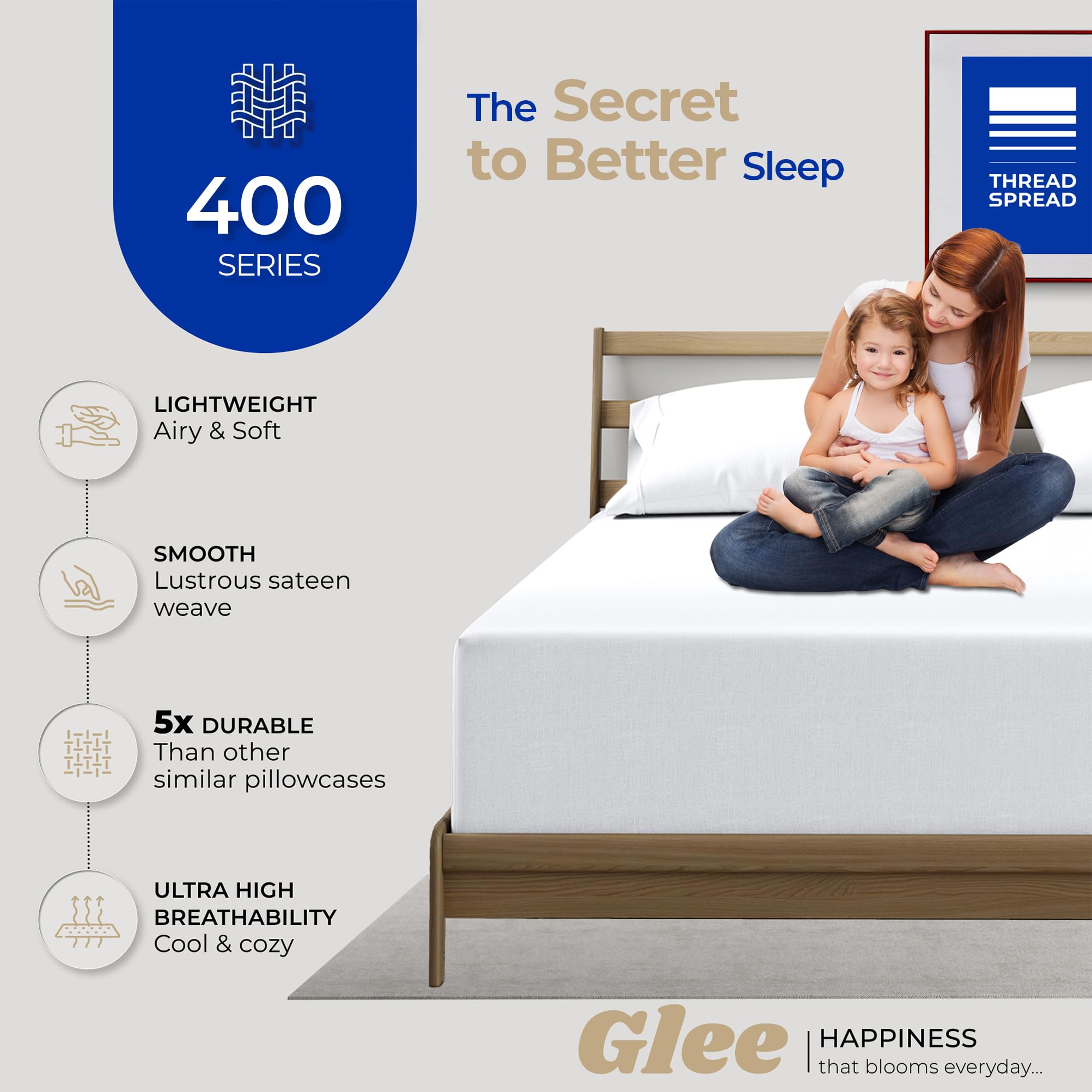 Thread Spread Glee pillowcase close-up shows smooth mercerized cotton texture