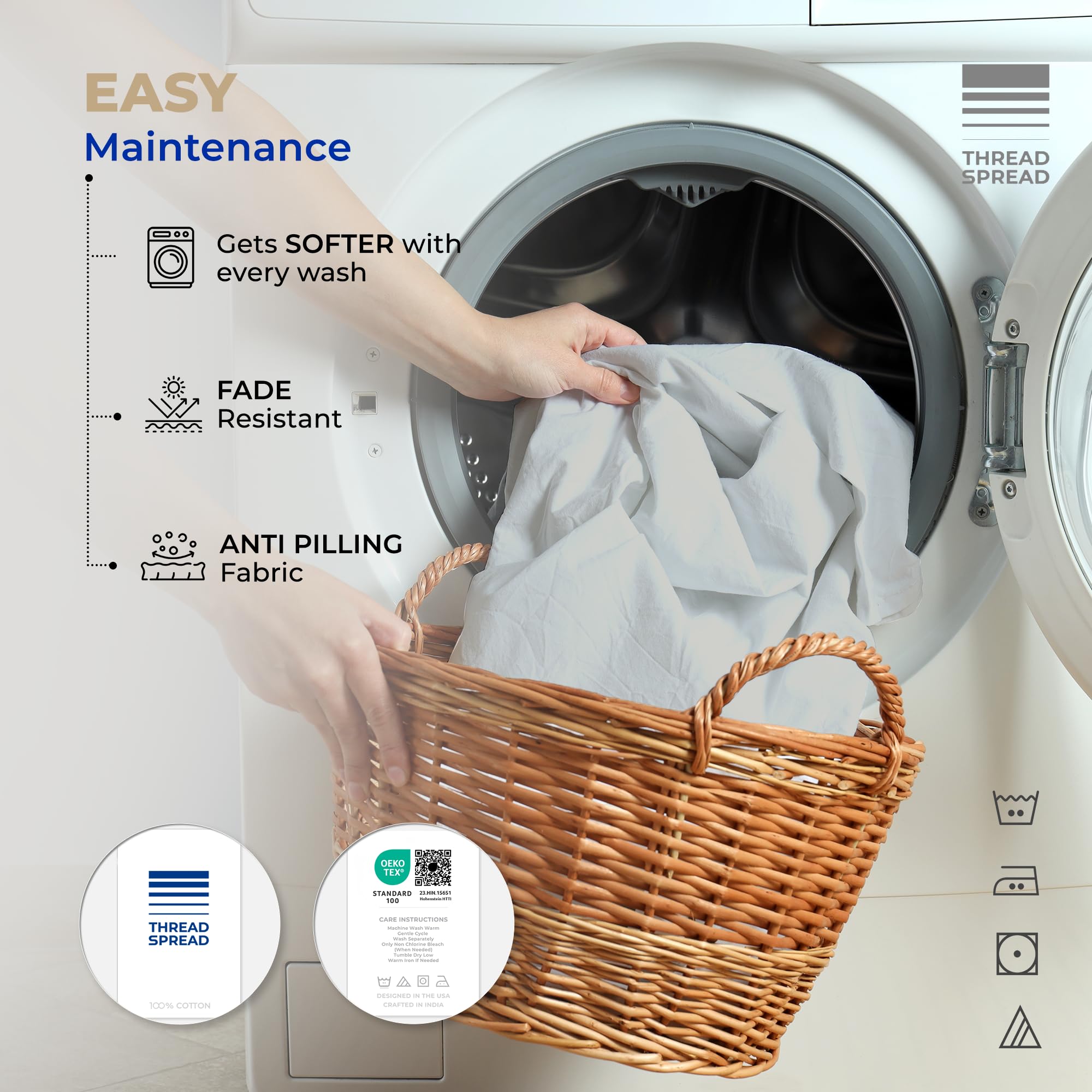 Thread Spread Glee pillowcase machine washable for easy care at home
