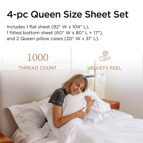 Threadmill 1000tc Supima fitted sheet deep pocket for secure, wrinkle-free bedding.