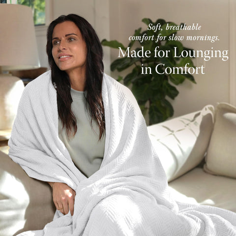 Threadmill all-season breathable cotton blanket for year-round comfort
