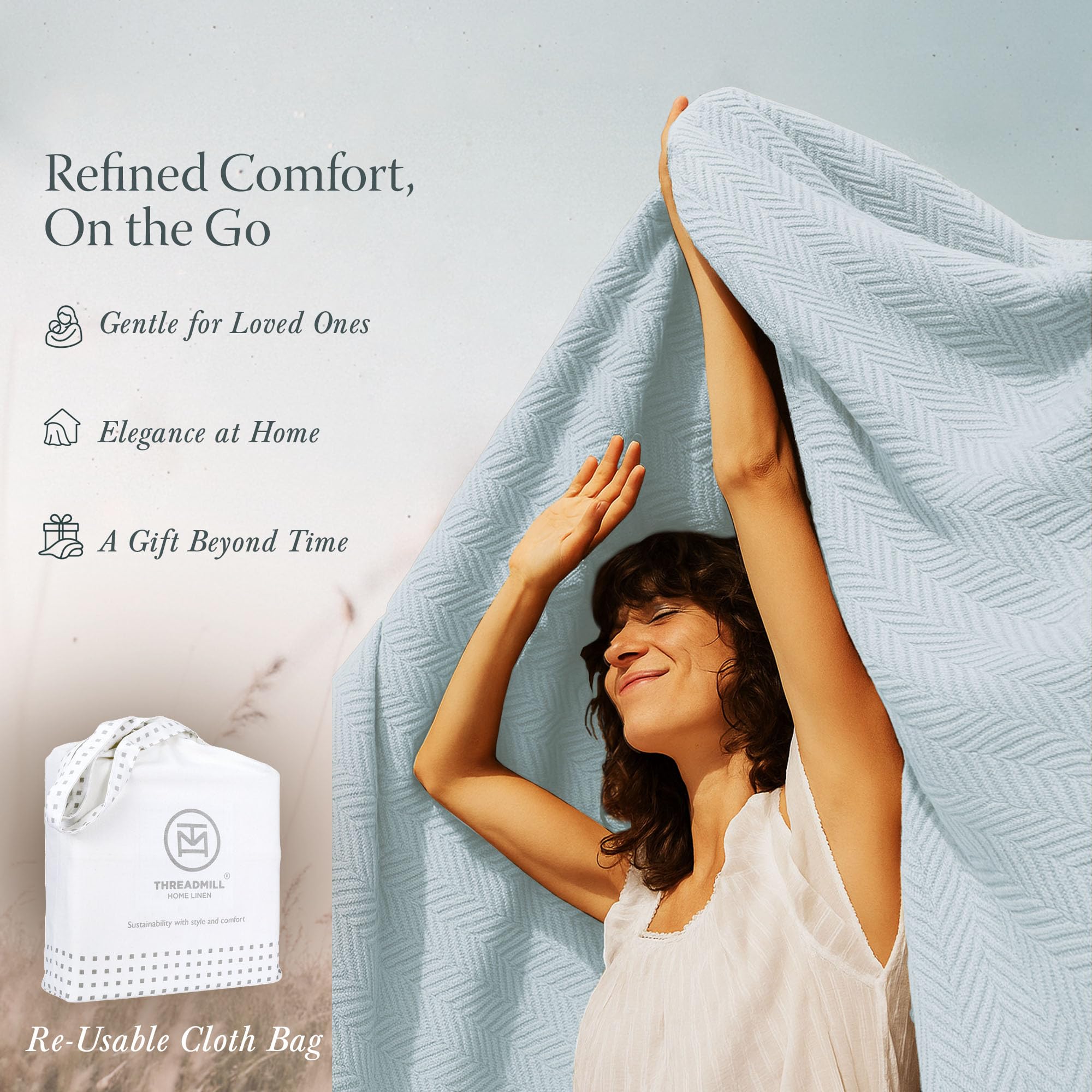 Threadmill gift-ready cozy blanket in a serene bedroom setup