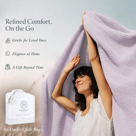 Gift-ready Threadmill blanket packaging conveys comfort and quality.