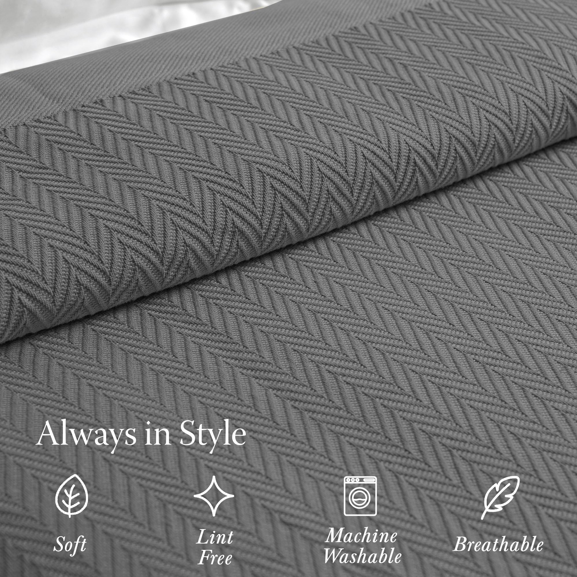 Threadmill herringbone design blanket complements sofa and living spaces