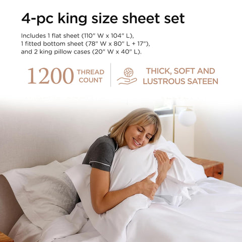 Threadmill king flat sheet 110x104 demonstrates generous size and hotel-like drape.