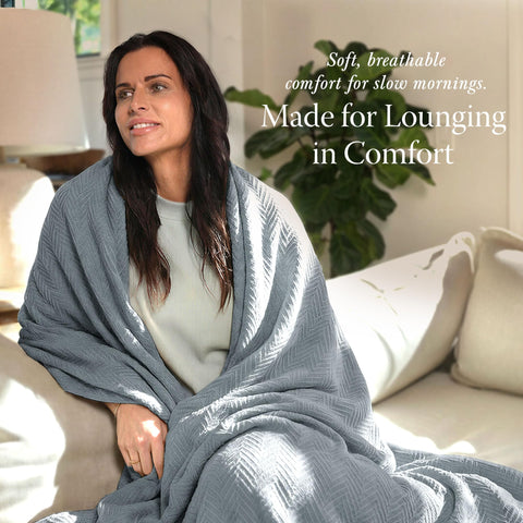 Threadmill king-size blanket rolled—106 x 92 inches of coverage.