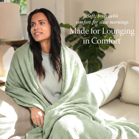 Threadmill king-size blanket on bed demonstrates generous coverage for large beds