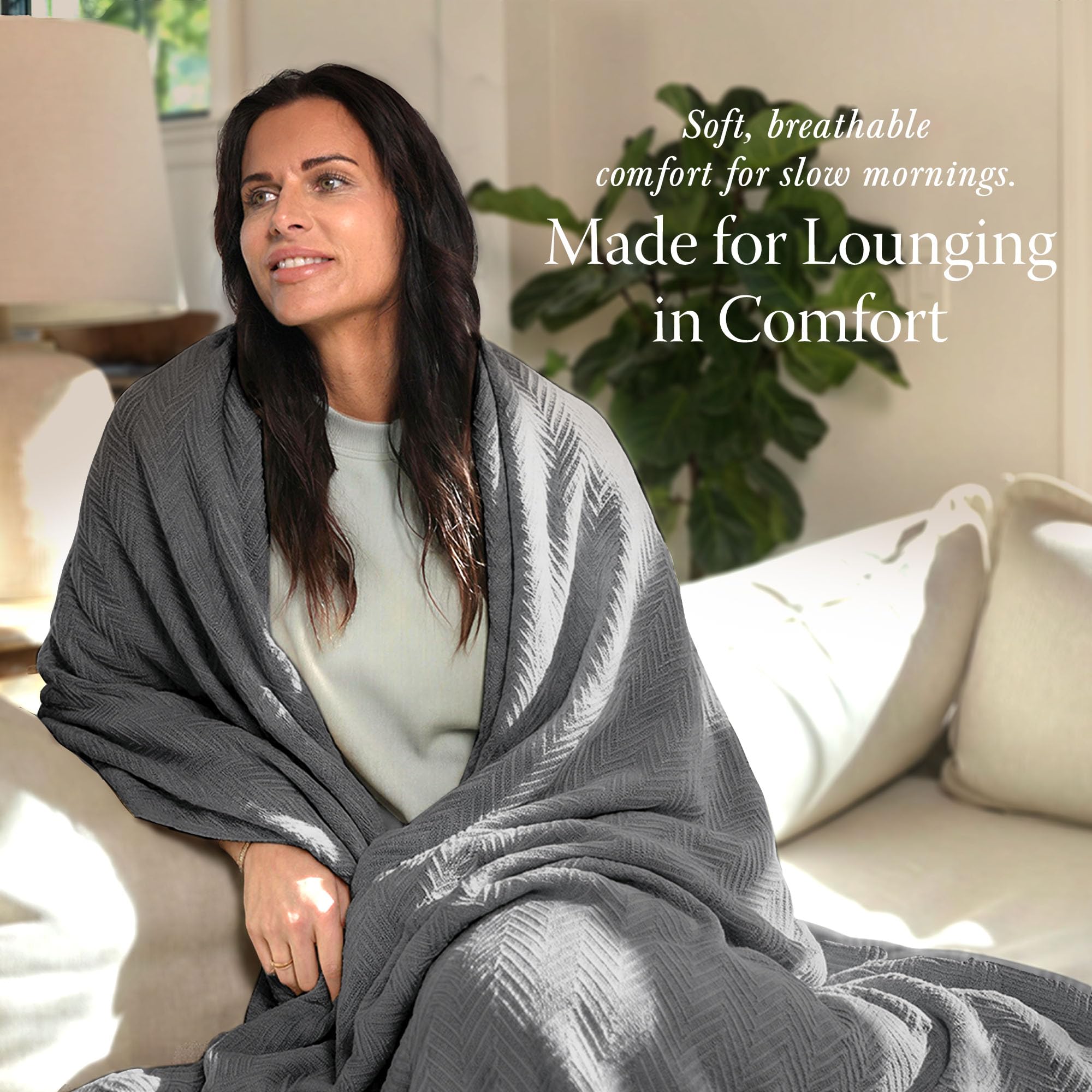 Threadmill all-season cotton blanket offers breathable weave for every season