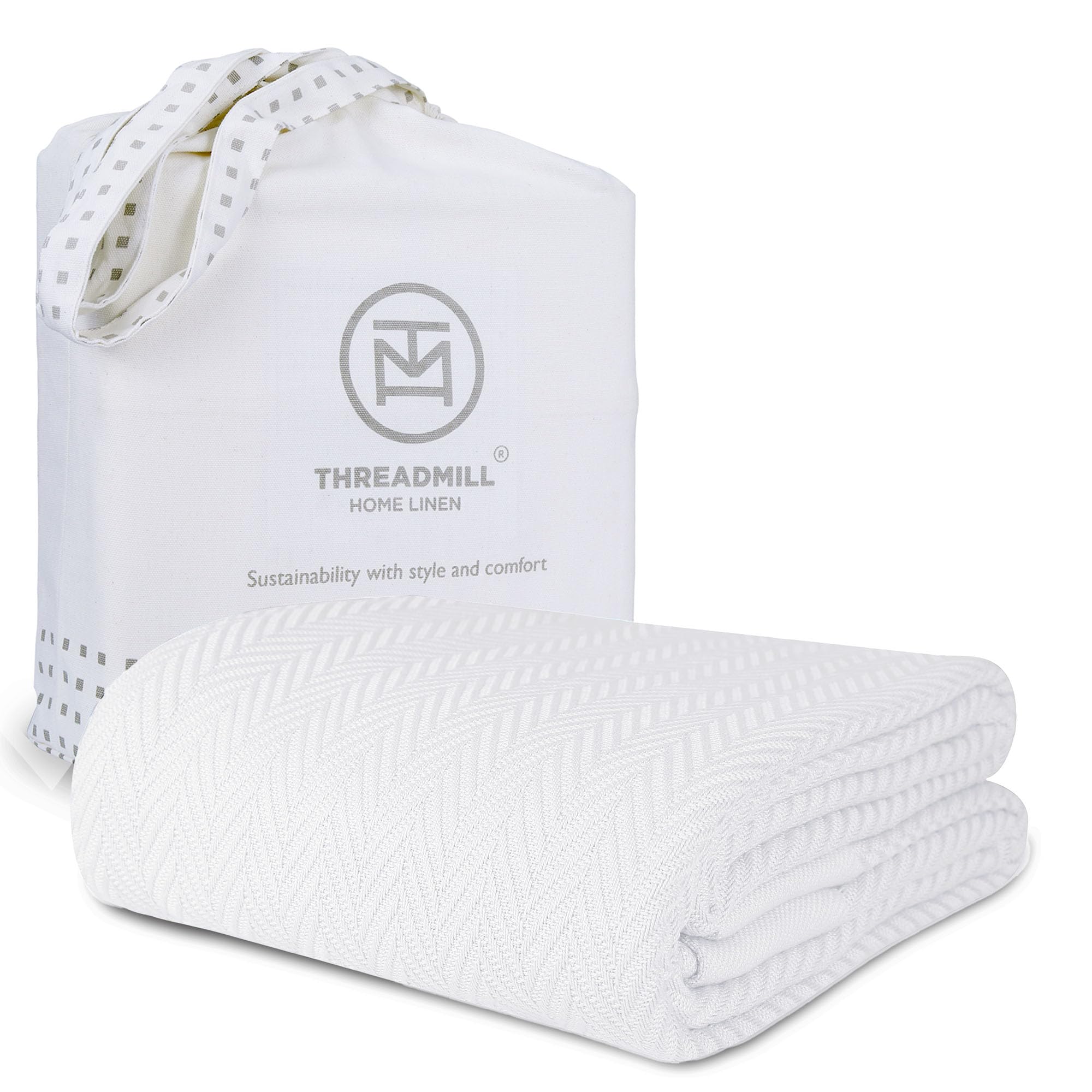 Threadmill luxury cotton blanket, queen size, ideal for cozy all-season warmth.