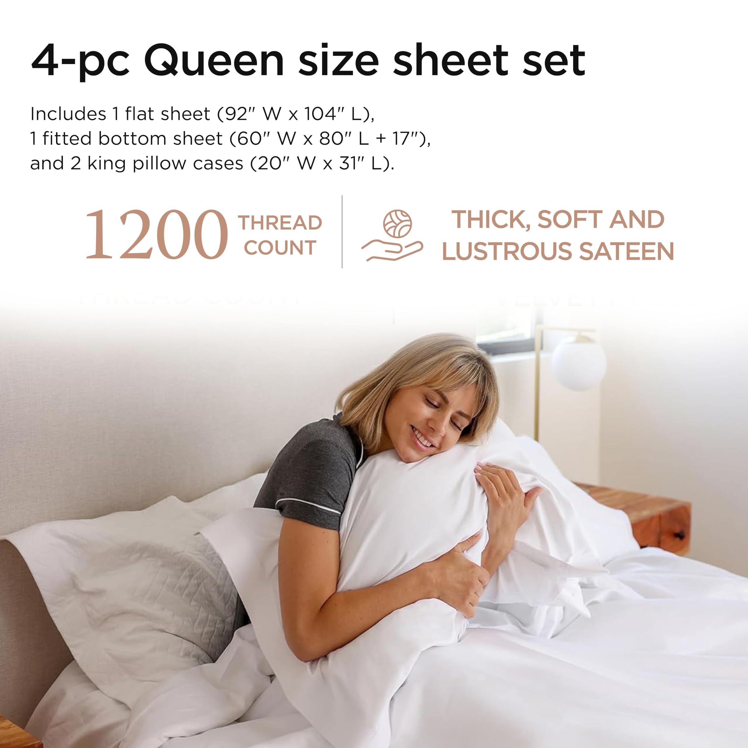 Threadmill Luxury Supima queen fitted sheet with deep pockets for secure fit.