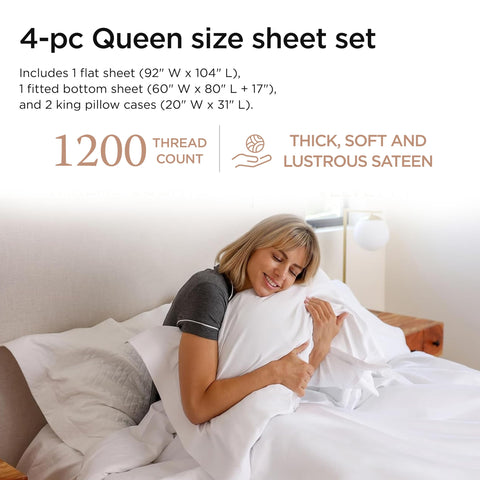 Threadmill Luxury Supima queen fitted sheet with deep pockets for secure fit.