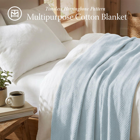 Threadmill queen-size cotton blanket 90x92 inches with a soft plush feel