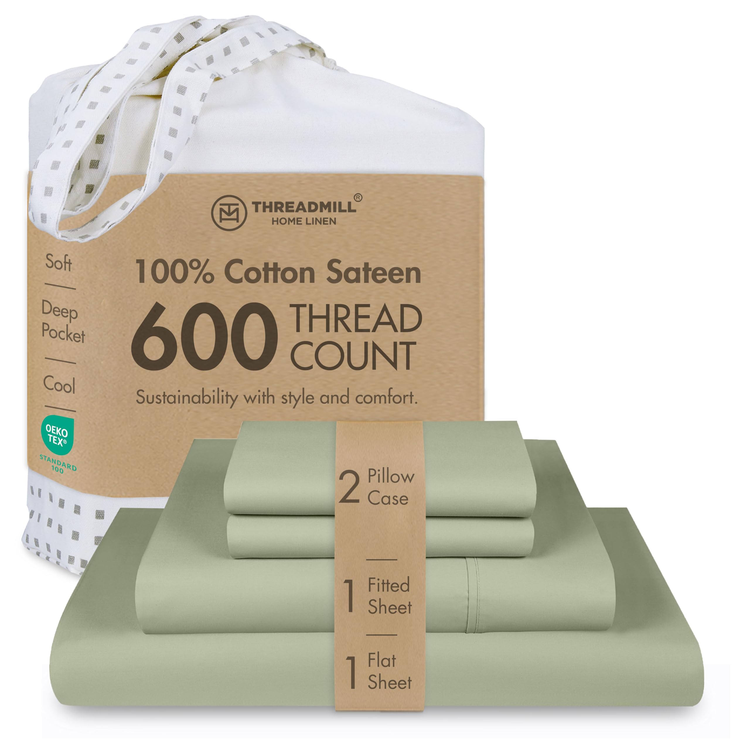 Threadmill queen 600tc sateen sheets show luxurious softness for a restful night.