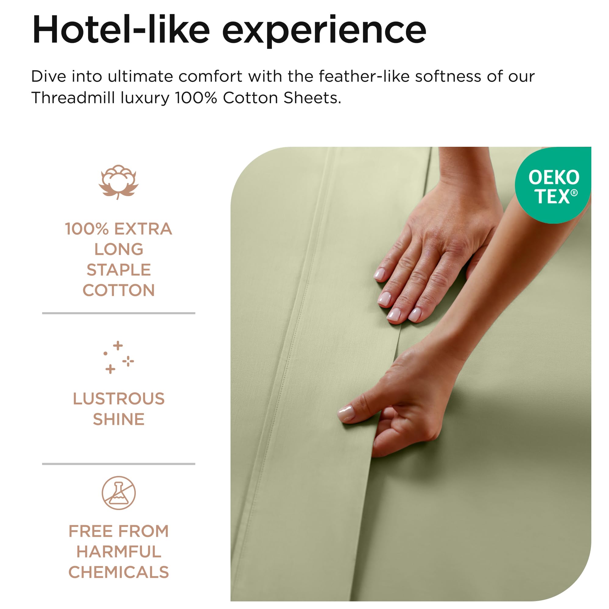 Threadmill sage green bedding adds calm color to any bedroom.